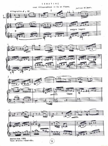 Sonatine voor altsaxophoon in Es en piano